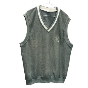 ATTRACTION Vintage Men's Green Sweater Golf Vest Large Sleeveless Country Club
